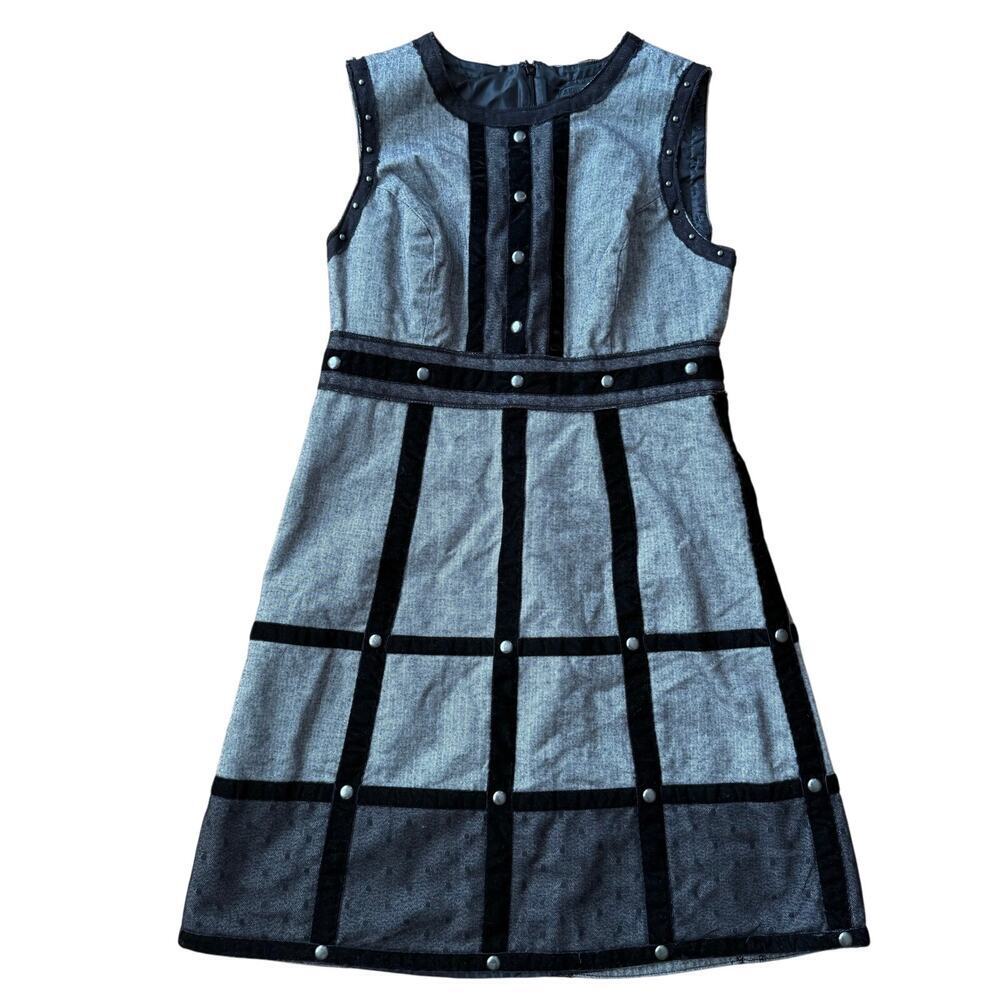 Anna Sui Black Sleeveless Studded Lace Velvet Sheath Dress Size 5 Gossip Girl - Picture 2 of 14